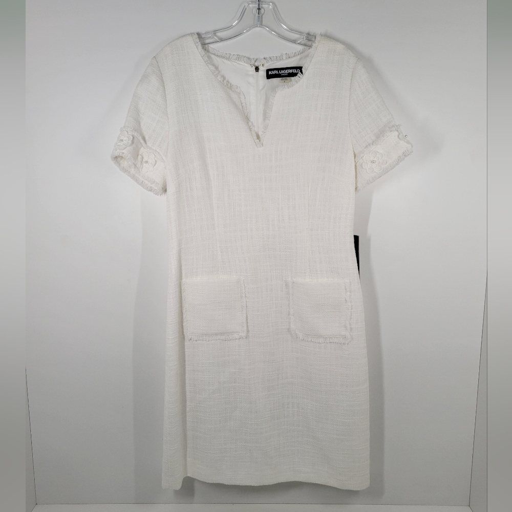 Karl Lagerfeld Cream Textured Midi Dress